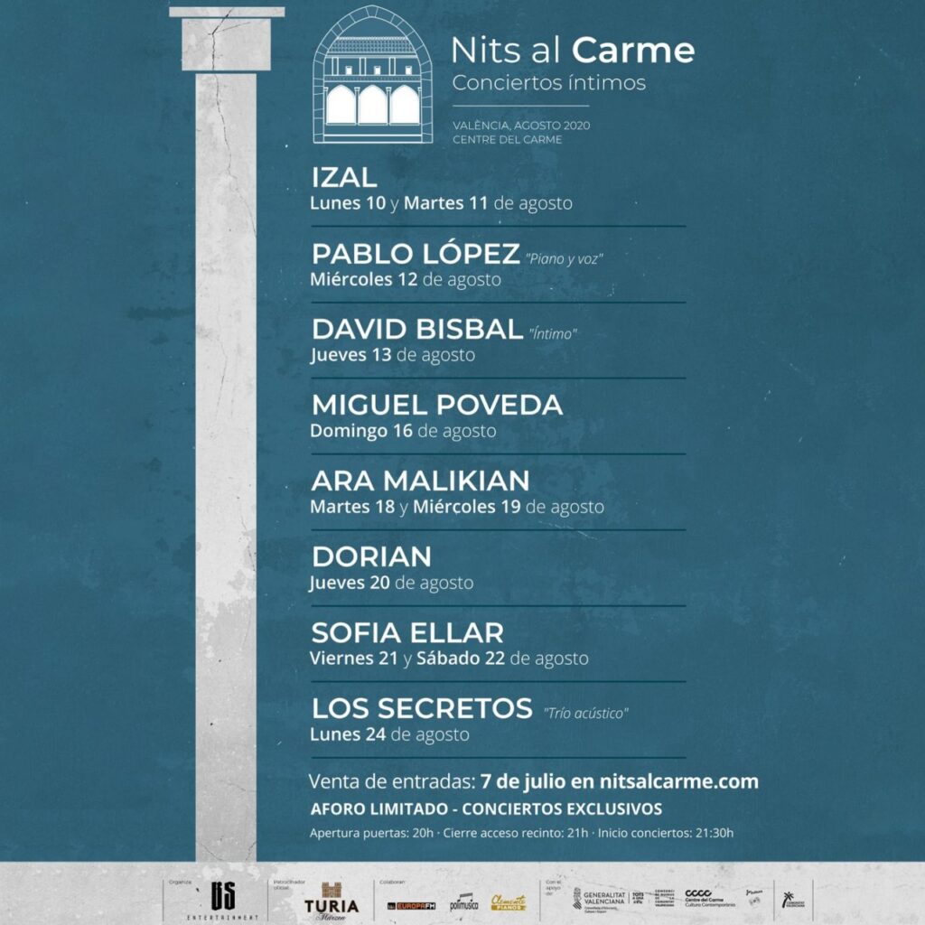 Concertele lunii august in Centrul Cultural Carmen: David Bisbal, Ara Malikian, Pablo López 
